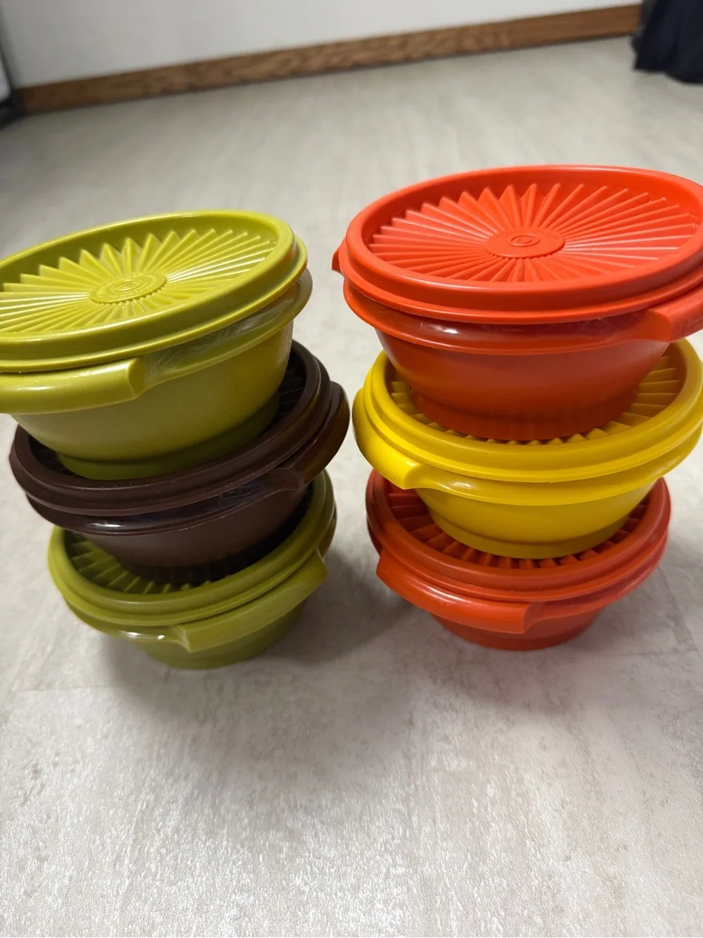 Vintage Tupperware bowls lids Servalier storage containers fall harvest set of 6